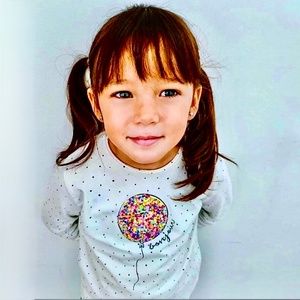 Zara Girls off white polka dot embroidered shirt